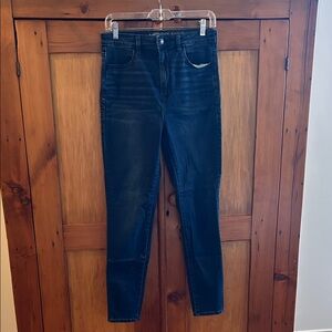 American Eagle Highest Rise Dark Blue Skinny Jegging, Super Stretch X, Size 8